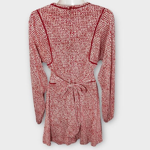 Sundays Child Vintage 70's Red & White Spotted Long Sleeve A-Line Mini Dress - Picture 3 of 16